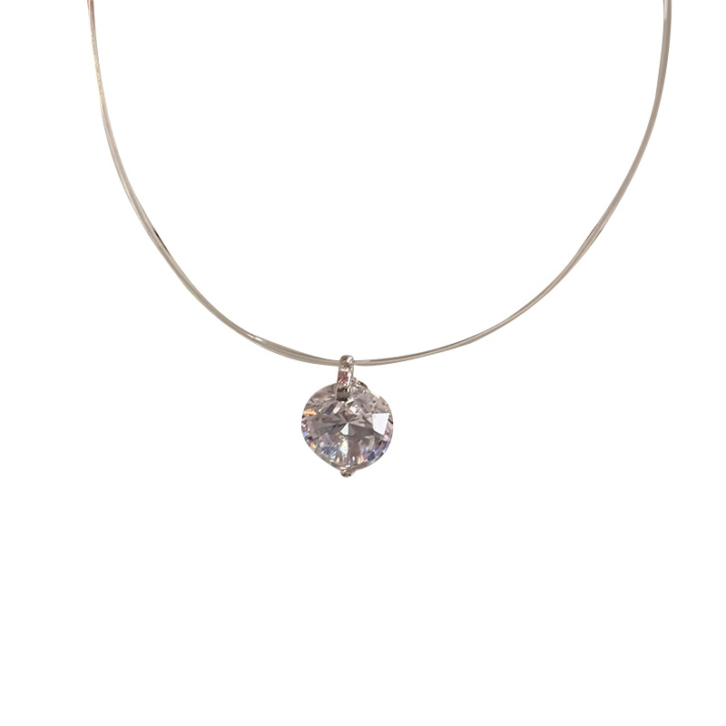 Transparent fishing line sparkling zircon necklace, women's light luxury, niche and simple design, collarbone chain necklace accessory Item Picture
