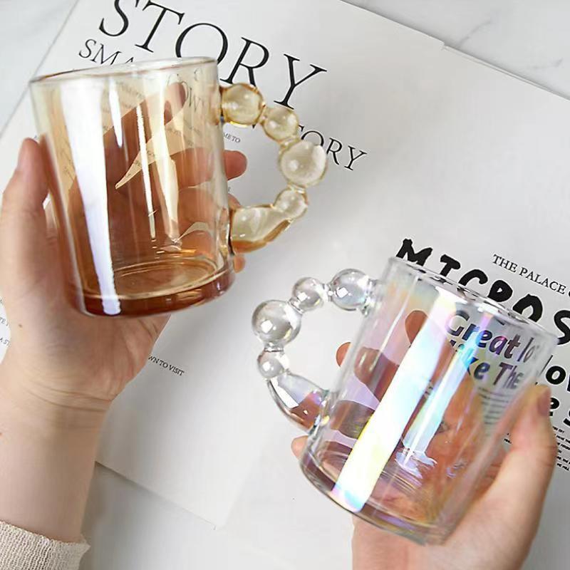 Internet-famous Instagram-style bubble handle cup, summer girls' water cup, household glass cup, opening gift mug Specification drawing
