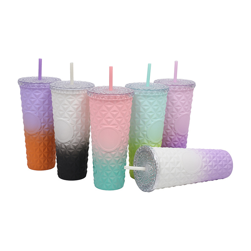 2025 Cross-border new products, direct supply from manufacturers, best-selling plastic cups, creative durian straw cups, and Starbar water cups Specification drawing