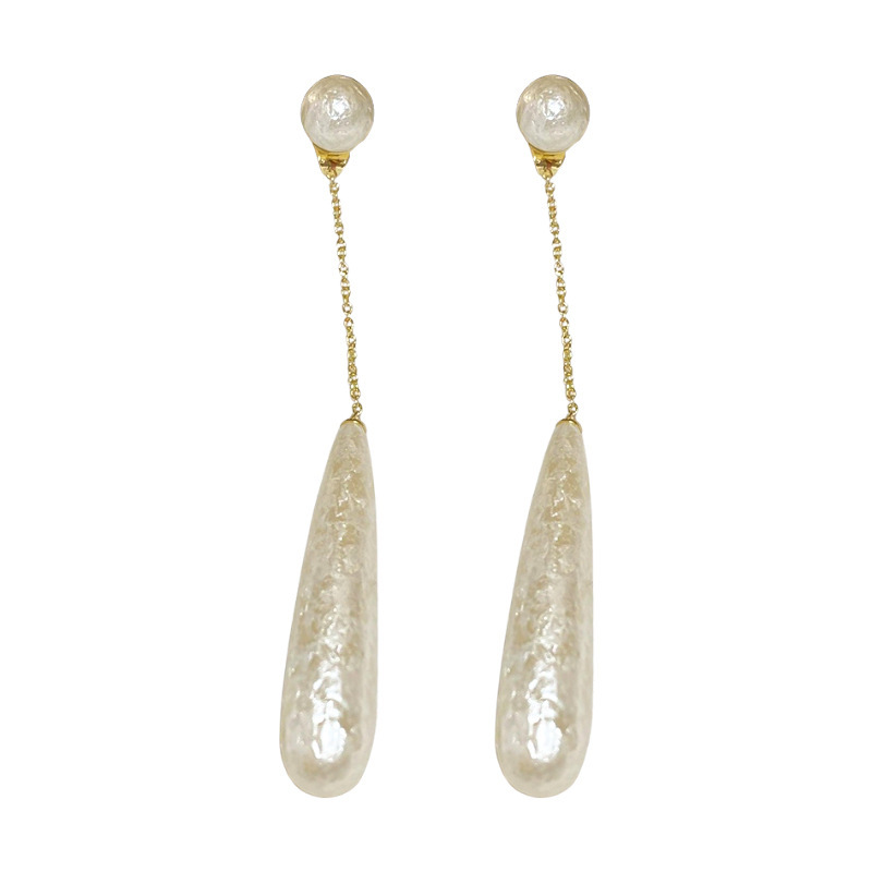 Elegant long teardrop-shaped pearl earrings for women, light luxury, niche and high-end style earrings, versatile and elegant stud earrings and other accessories Item Picture