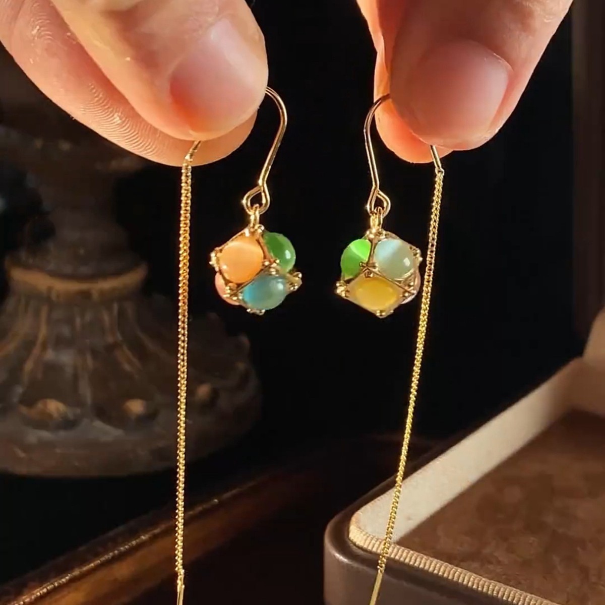 Colorful Rubik's Cube earrings for Women, 2025 new bestseller, niche design, elegant and stylish earrings, sweet and graceful, internet-famous earrings details Picture