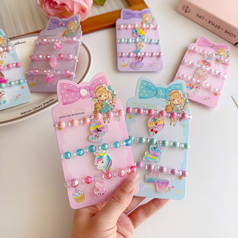 Children's bracelet and jewelry set, cute cartoon beaded bracelet, ice princess bracelet, birthday gift for little girls full figure
