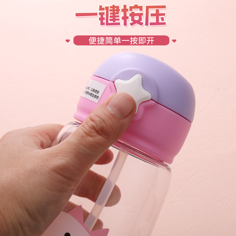Summer high-appearation-level cartoon children's water cup, straw cup, student outdoor portable sports large-capacity water cup customization details Picture