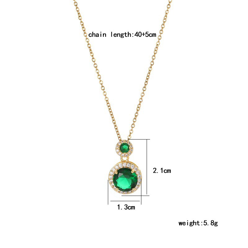 Korean Instags-style emerald gemstone necklace, a niche and high-end female Internet celebrity collarbone chain, fashionable and non-fading neck chain Item Picture