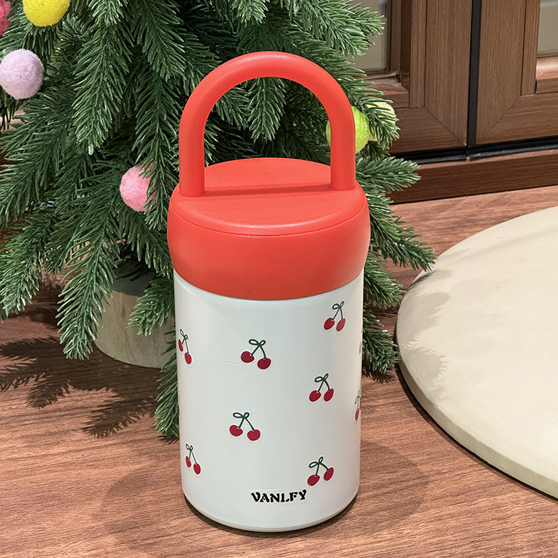 New handle cup, cold and heat preservation cup, ins heat preservation cup with handle, cute stainless steel, Japanese cherry style Application Scenario