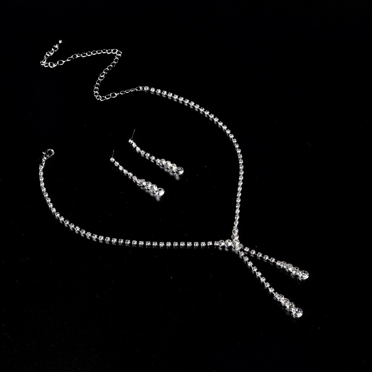 New European and American bride teardrop set necklace earrings Cross-border wish Shining wedding accessories for women N6194 Specification drawing