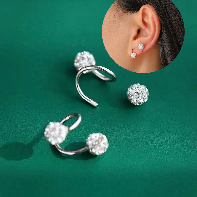 Shambhala earrings, full diamond round ball spiral simple earrings, screw earrings, women's niche design, high-end earrings for women details Picture