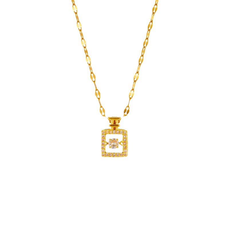 New full-diamond titanium steel necklace for women, non-fading sweater chain, collarbone chain, high-end pendant and accessory jewelry wholesale Item Picture