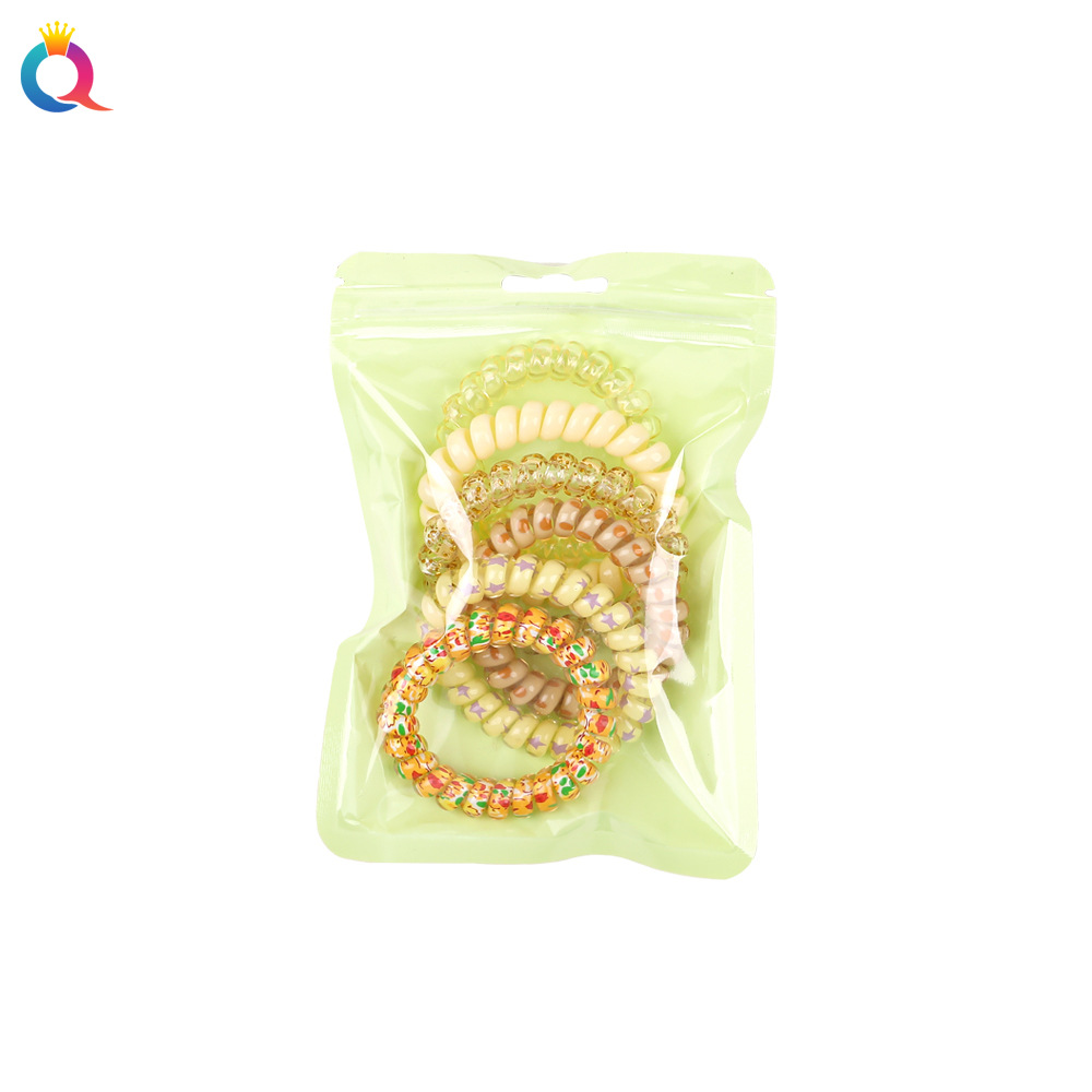 Wholesale of Qiyue bagged telephone line hair bands, fresh and clean hair ties, candy-colored rubber bands, high-elasticity hair ties and hair accessories Item Picture