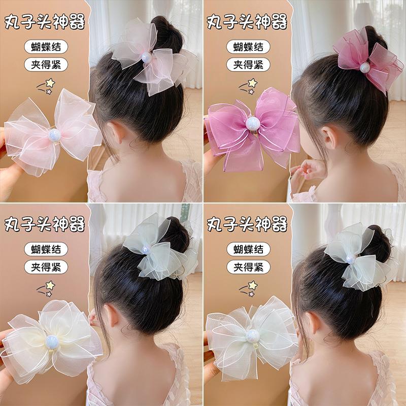 Children's hairpin headwear, sweet princess baby, bow bun hairstyle, fixed magic tool, hairpin grab, girls' hair accessory details Picture