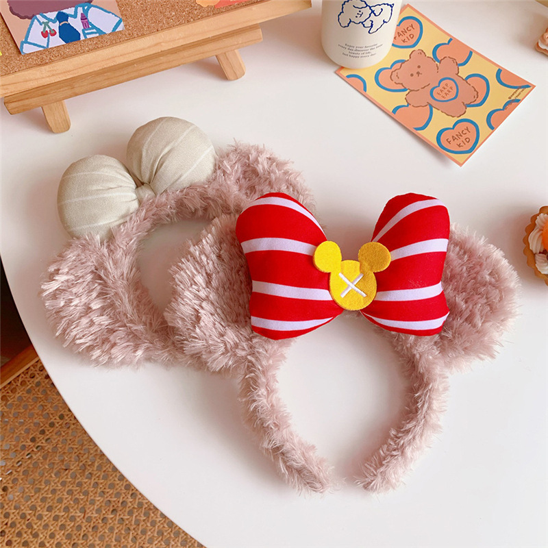 Shirley Rose, cute little bear ears, hairband, plush Duffy bear, bow, face wash, headband, hairpin, Internet celebrity, funny Specification drawing