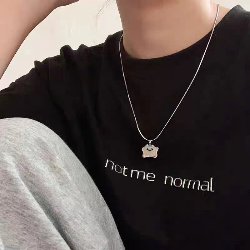 Silver titanium steel monster hoodie necklace for women, 2023 new Instagram hip-hop Spice Girl sweet and cool collarbone chain accessory full figure