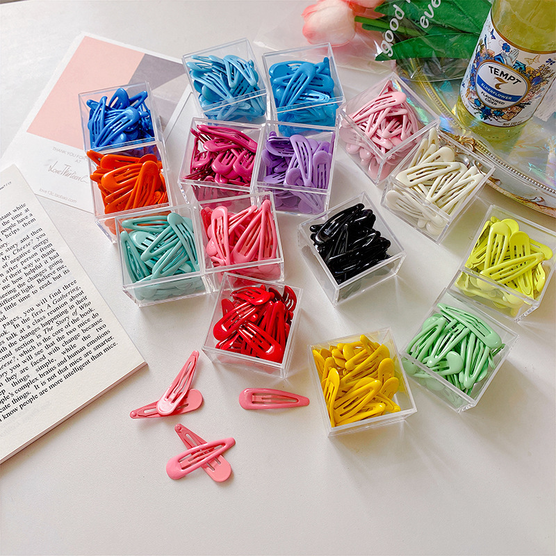 Candy-colored oil drip bb clip, children's hair clip, cute girl side bangs clip, popular one-line clip hair clip, hair accessory for girls Application Scenario