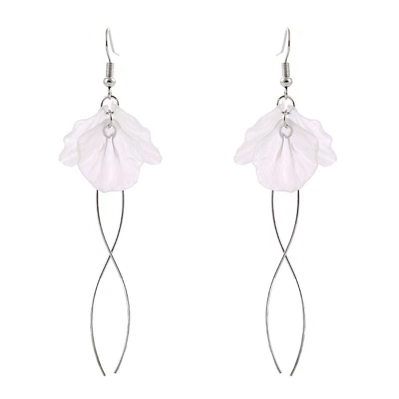 The new ice flower tassel earrings, a stylish long multi-layer crystal petal ear ring, are popular earrings in Dongdaemun, South Korea Item Picture
