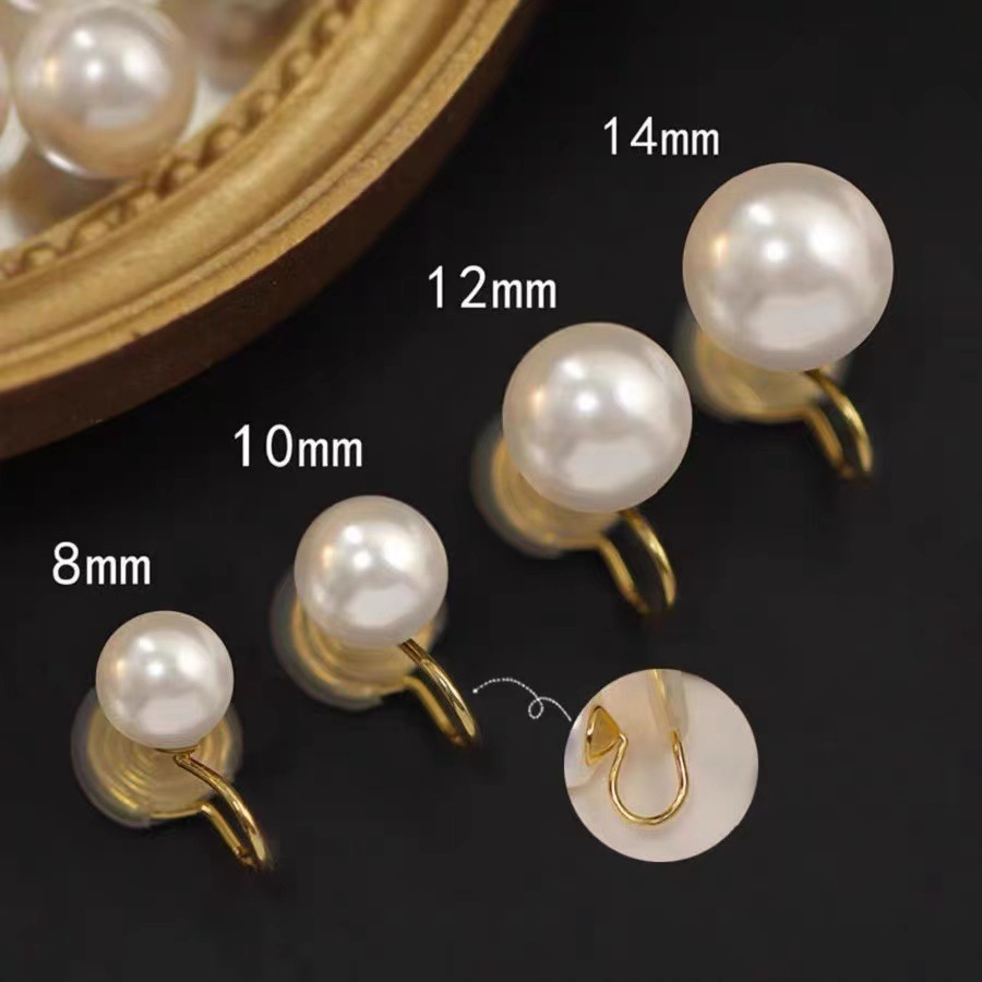 Mosquito-repellent incense plate, retro pearl ear clips, fashionable and simple, no ear holes, high-end feel, versatile ear studs, socialite ear bone clips, earrings Specification drawing