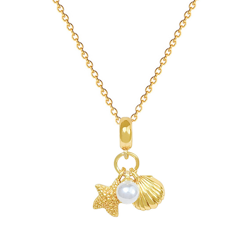 【 Titanium Steel 】 Shell, star, pearl, light luxury, elegant, full diamond necklace, versatile collarbone chain, titanium steel chain for women Item Picture