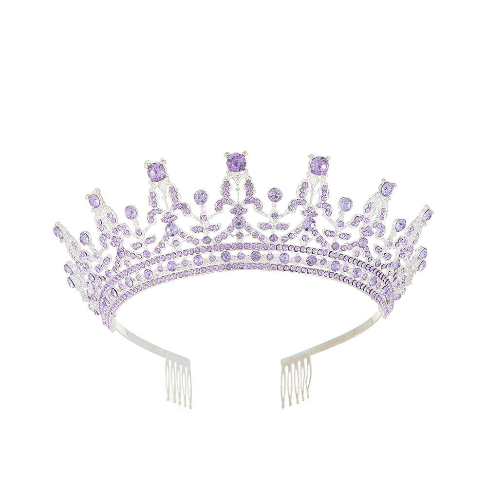 Cross-border birthday, coming-of-age ceremony, performance, crown headband, European-style bride, crown wedding dress, evening gown, hair crown and headwear direct sales Item Picture