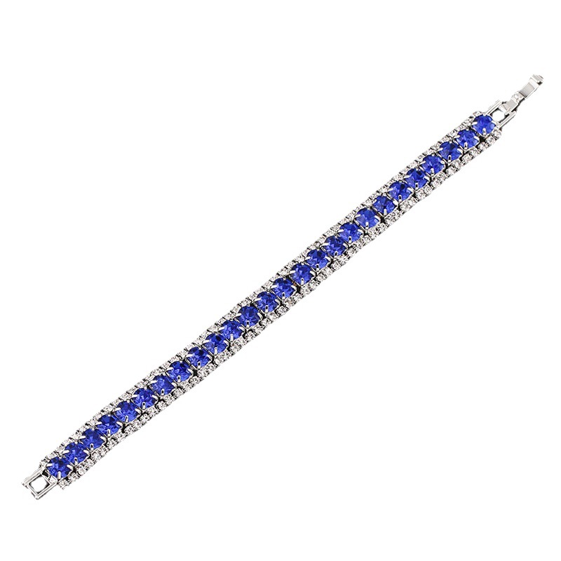 Cross-border jewelry wholesale: Blue zircon wedding three-piece set, necklace, earrings, bracelet, bride jewelry ZN010 Item Picture