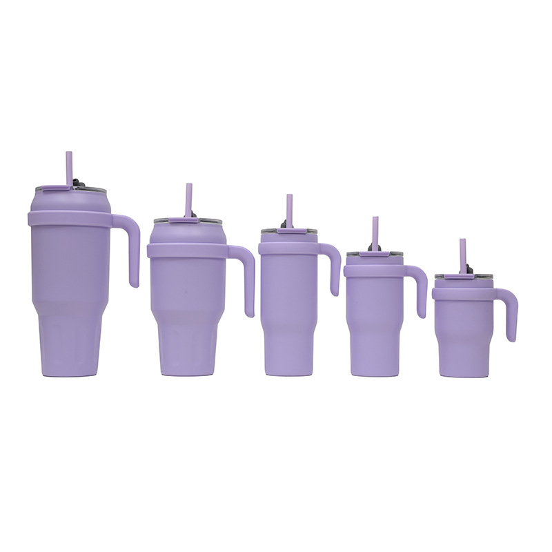 New cross-border vacuum 304 stainless steel insulated cup with handle, portable car cup, giant straw cup Specification drawing