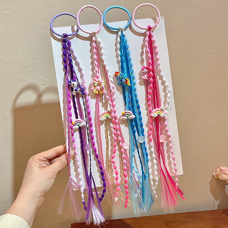 My Little Pony children's wigs, braids, hair ties, boxing braids, hair rings, new cartoon hair ties, women's hair ties, high ponytails full figure