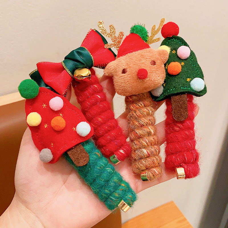 New Christmas headwear: telephone line hair tie, children's hair band, Santa Claus, Christmas tree, cartoon hair accessory, girl full figure