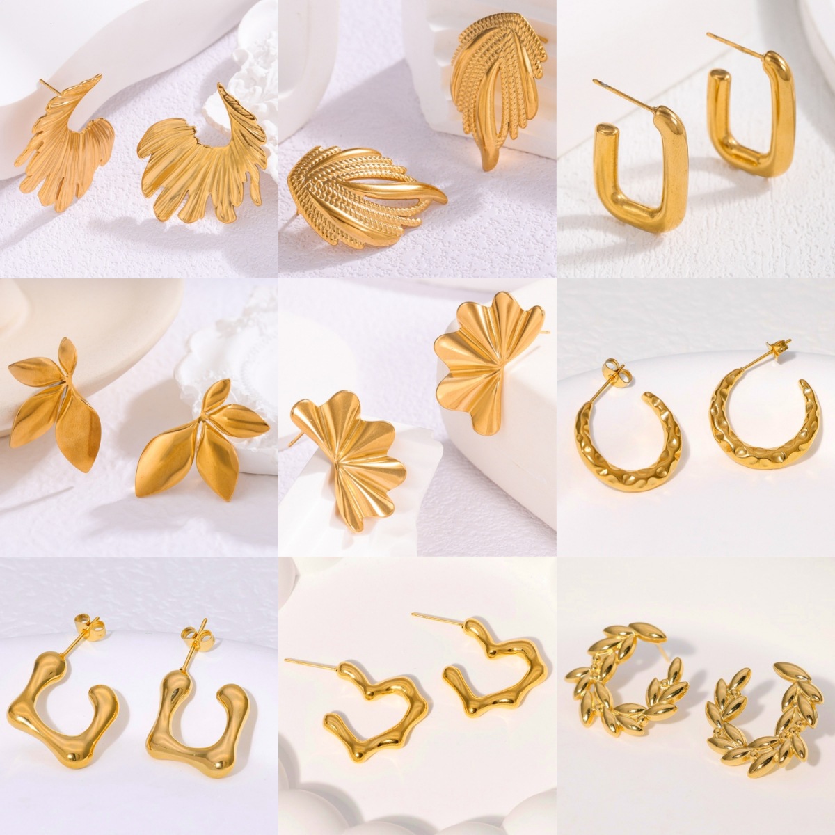 Irregular titanium steel ear studs for women, a niche European and American design, anti-color fading, ins style cross-border exclusive high-end earrings full figure