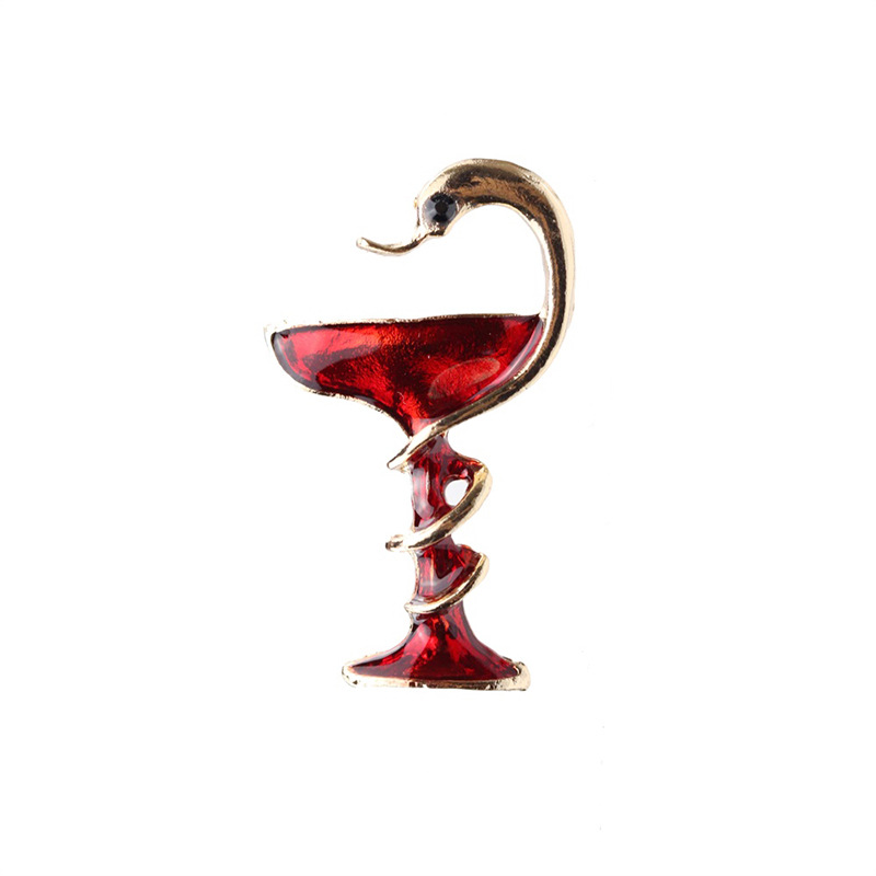 European and American popular accessories, fashionable small snake wine glasses, alloy oil-dripping animal brooches, pins and collar pins, factory direct sales Item Picture