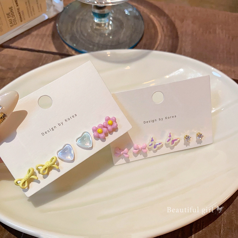 Fresh and cute, colorful butterfly stud earrings, exquisite zircon set earrings for women, student ear piercing earrings wholesale Specification drawing