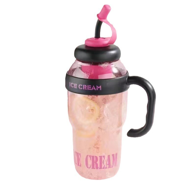 2024 New summer cute feng shui Cup, high appearance level cup for male and female college students, portable plastic water cup with straw Item Picture