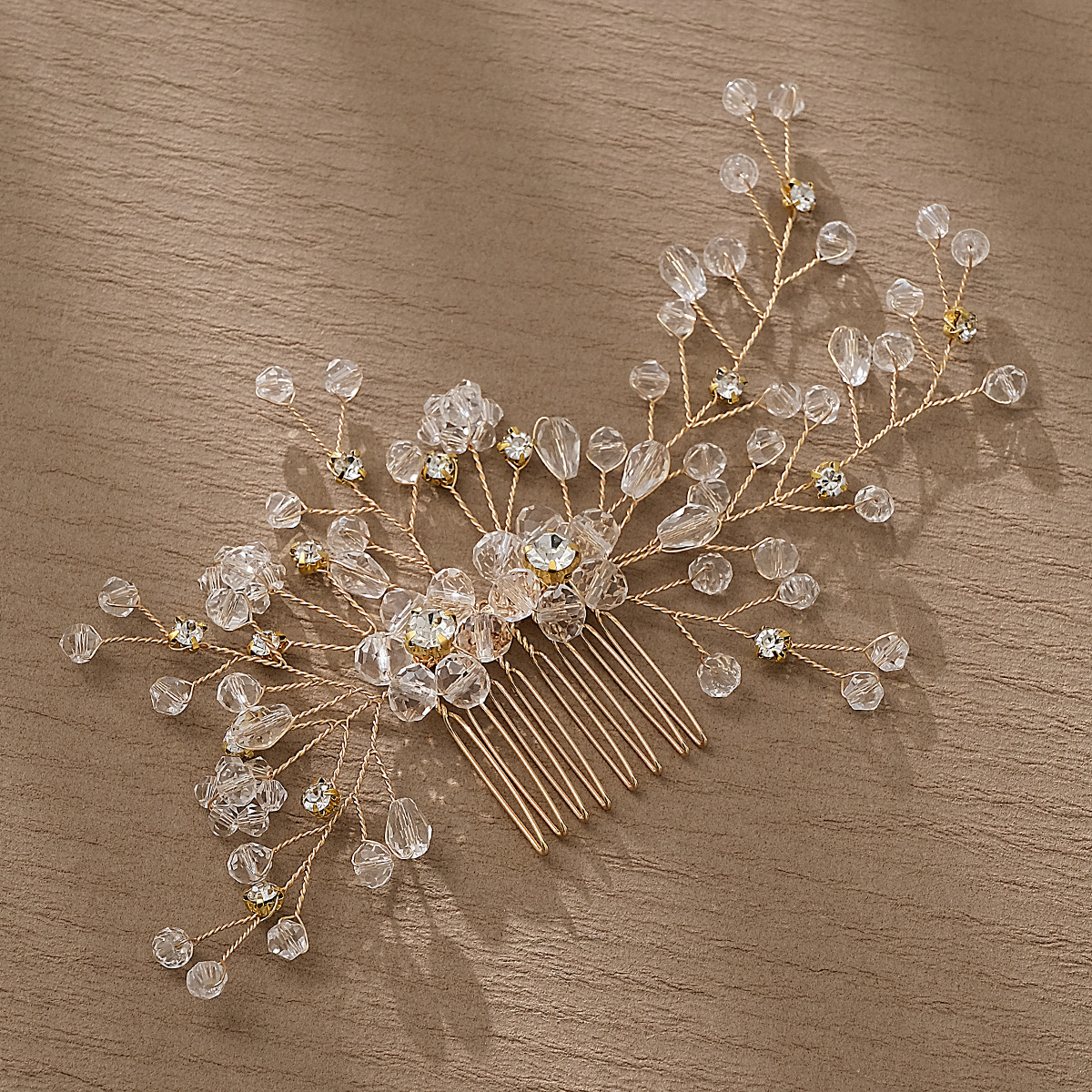 Chinese-style ancient-style bride accessories, crystal and pearl combs, wedding banquet, Xiuhe updo headwear, handcrafted bride hair combs Specification drawing