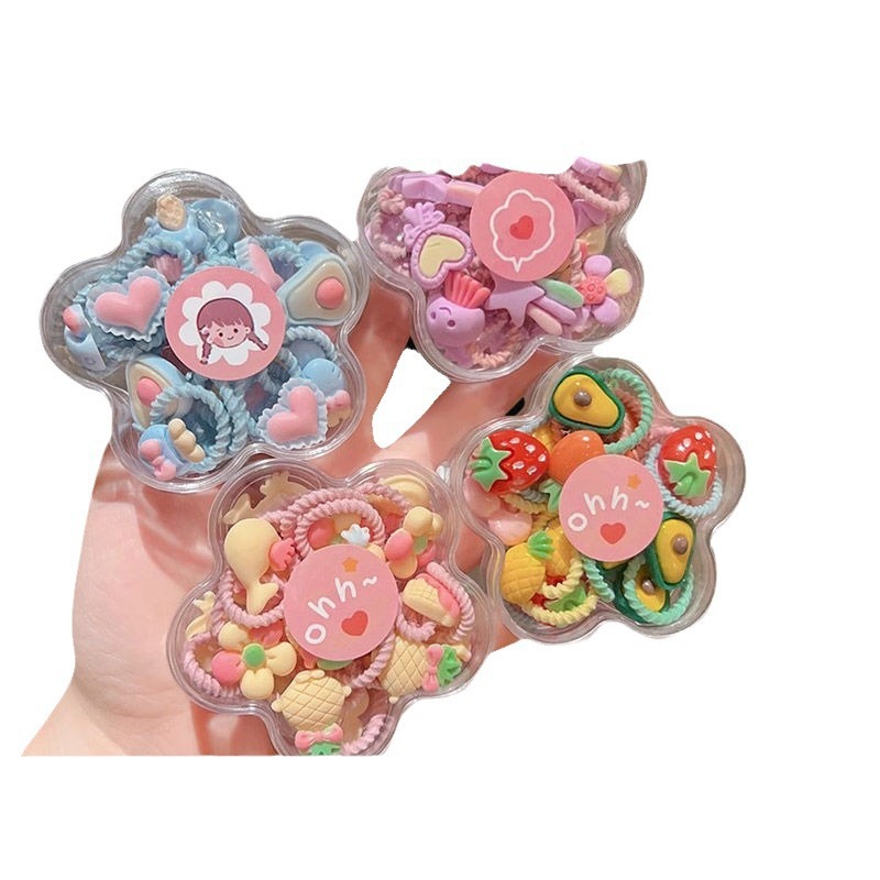 New cute baby headwear in a box set of rubber band girls' hair ties and children's hair bands. Little hair ties that won't damage girls' hair Item Picture