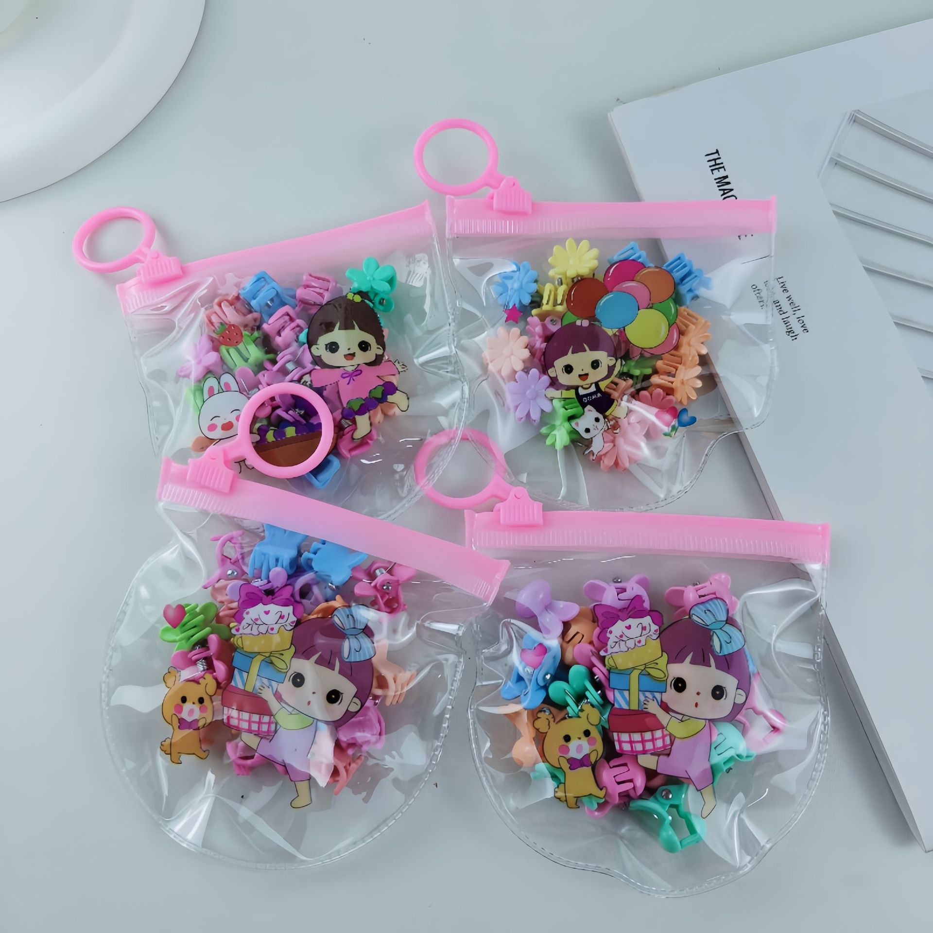 20 bagged small grab clips, mini and exquisite small side hair clips, candy-colored broken hair clips, small flower and colorful bangs clips details Picture