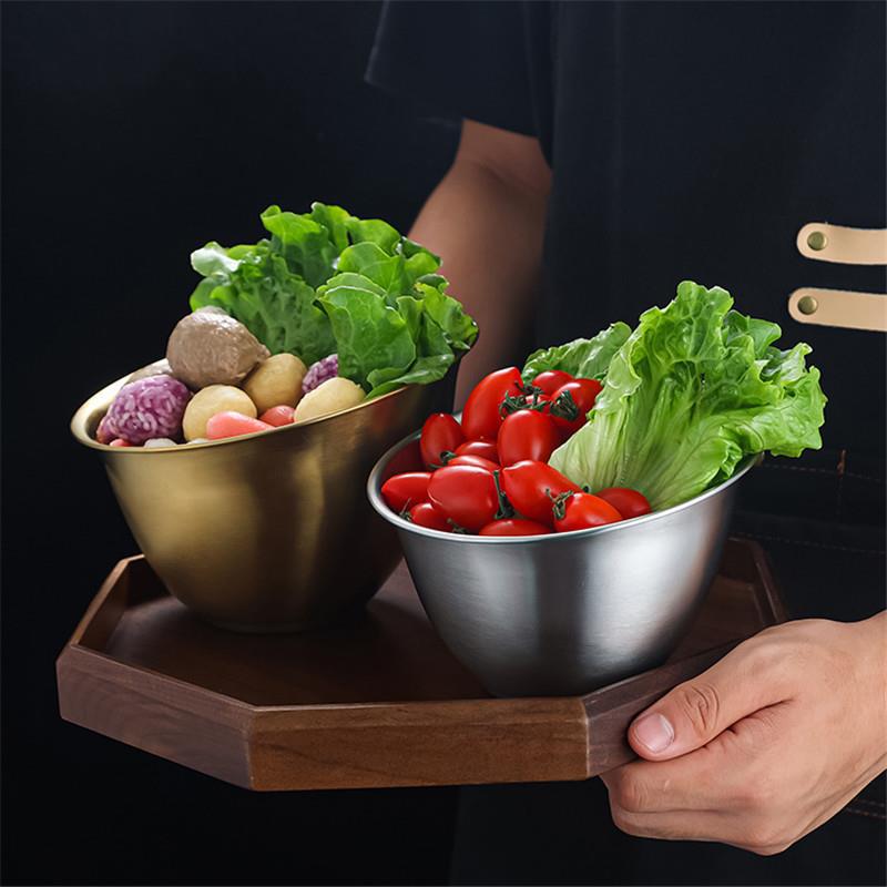 Korean-style stainless steel lettuce bowls, slanted fruit salad bowls, vegetable buckets, commercial cooking bowls, hot pot restaurant seasoning bowls Specification drawing