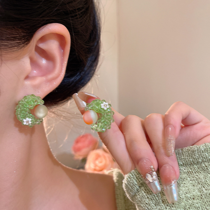 Blue Moon Planet Stud earrings, unique design sense, sweet and elegant, niche, exquisite and versatile earrings wholesale details Picture