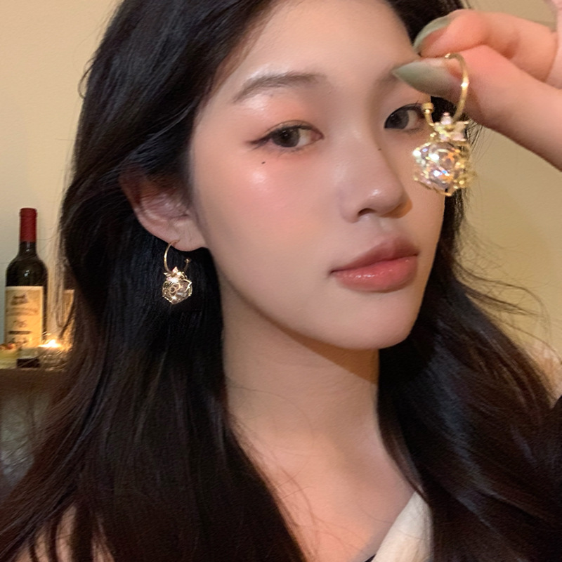 Korean-style exquisite hollowed-out rose ear studs, feminine, light luxury and high-end fringed earrings, versatile and unique earrings details Picture