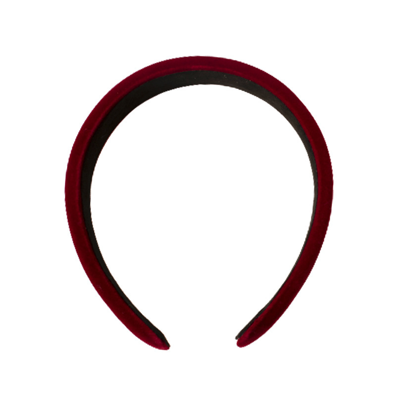 Retro wine red velvet thin sponge hairband for feminine charm, black outdoor compression headband, simple hair hole, Korean hair accessory Item Picture
