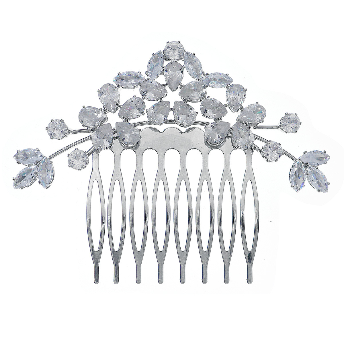The new cross-border bride wedding dress headwear features a simple forest-style fringe with a zircon hair comb for a coming-of-age ceremony party Item Picture
