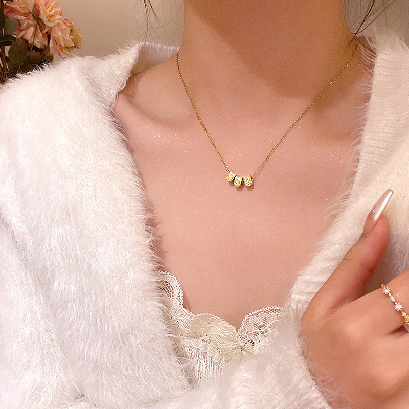 Korean minimalist titanium steel necklace, InS-style niche design, versatile and fashionable pendant accessory, 2025 new style collarbone chain Specification drawing