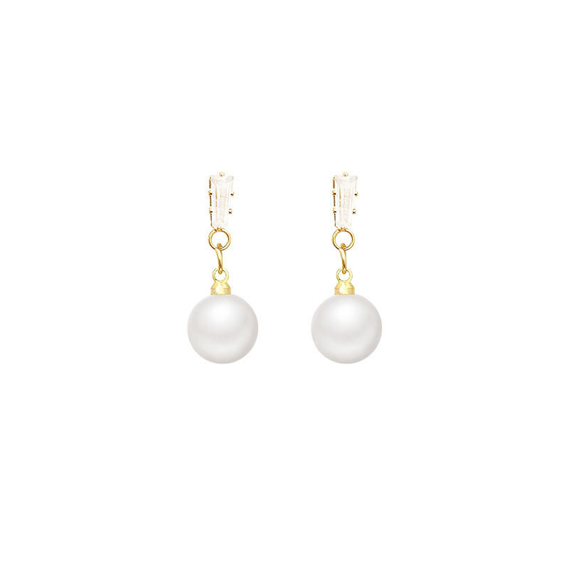 S925 Silver Needle Zircon geometric Earrings for women, a trendy, light luxury and high-end look, versatile pearl stud earrings, a bestsellers Item Picture