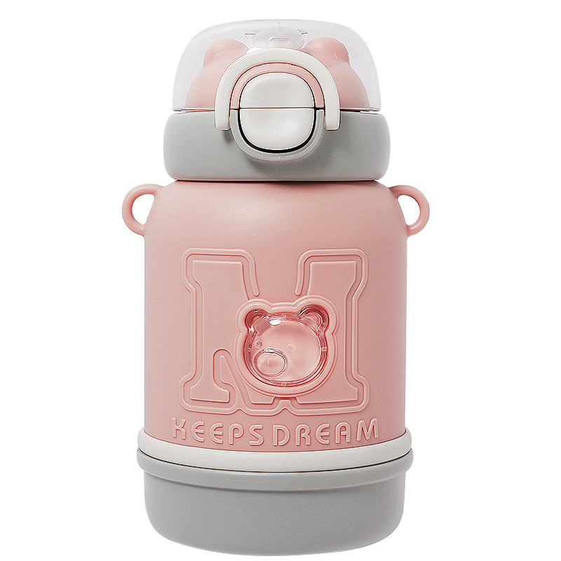 304 stainless steel insulated cup, children's special household straw, cute portable large-capacity cup, student water cup Item Picture