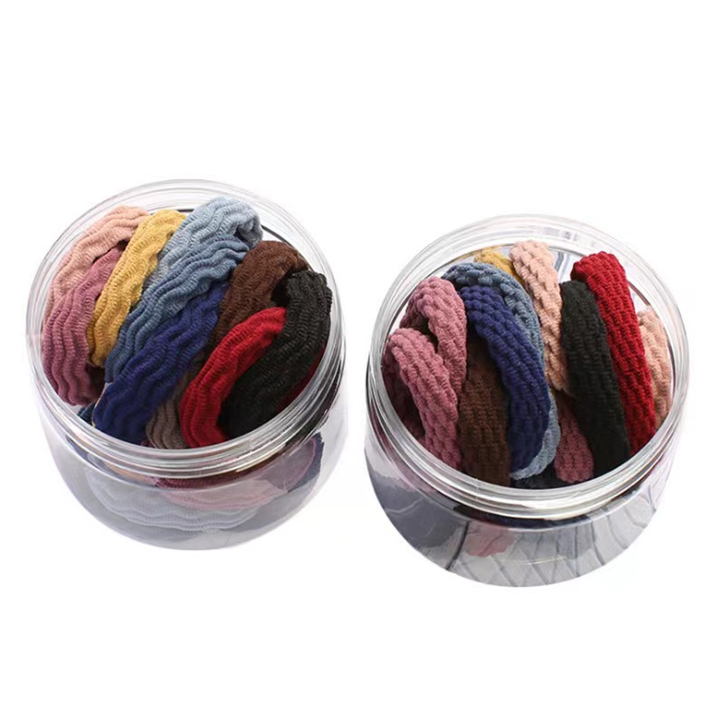 High-elasticity rubber bands, colored jacquard towel loops, seamless hair ties for adults, Korean thickened hair ties, hair accessories Item Picture
