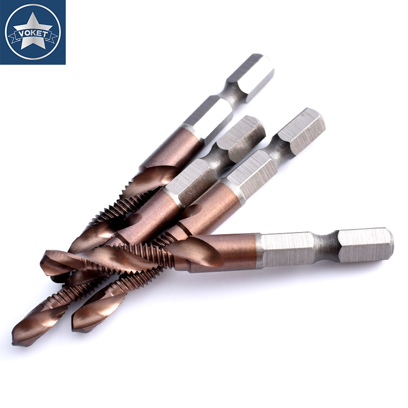 Hexagonal handle head drilling and tapping integrated compound tap M3, M4, M5, M6, M8*1.25-M10*1.5 drill bit spiral tap Specification drawing