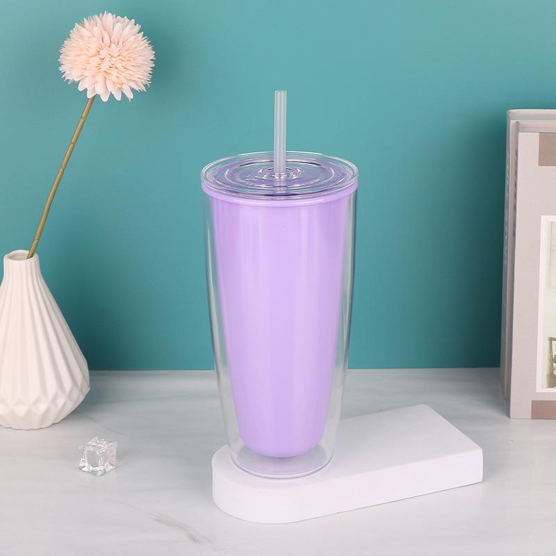 【 Processing and Customization 】 Wholesale of new plastic water cups for men and women, high appearance level double-layer straw cups, creative couple cups Application Scenario