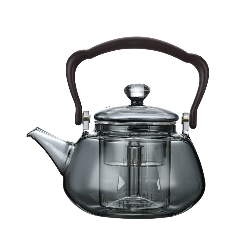 New transparent black high borosilicate glass teapot, home steaming and boiling integrated starry sky handle teapot, office tea boiling set Item Picture