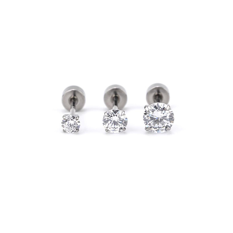 The super shiny white zircon ear bone stud from Japan and South Korea exudes a light luxury and high-end feel. It features flat-bottled screw ear stud and sleeping rabbit ear stud removal Item Picture