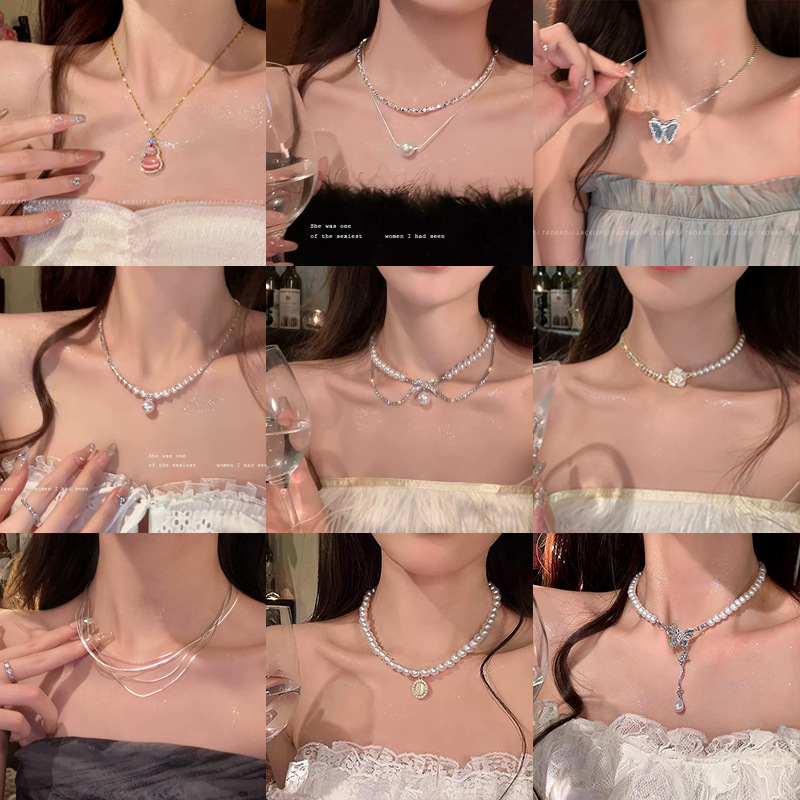A light luxury retro double-layer pearl necklace for women, a unique and high-end sweater chain accessory, a new style of elegant necklace in 2025 full figure