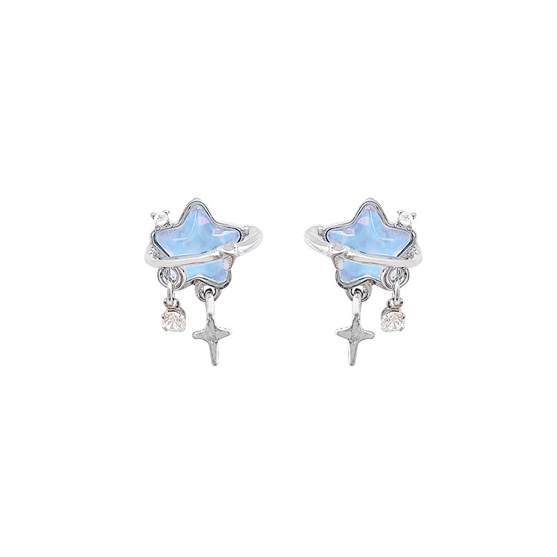 Dreamy and ethereal blue star earrings, unique, niche and exquisite design for women, new Korean version personalized earrings Item Picture