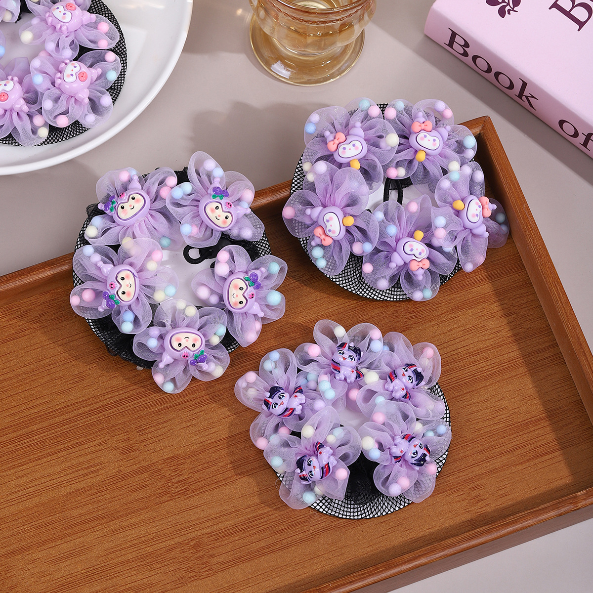 Retro female dancers' special net bag, cute cartoon Kulomi hair bun, hair net, children's bun hair accessory details Picture
