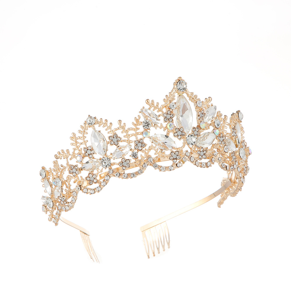Cross-border European and American bride crown wedding dress, crown hair accessory, coming-of-age ceremony, birthday party hair band, headwear Item Picture