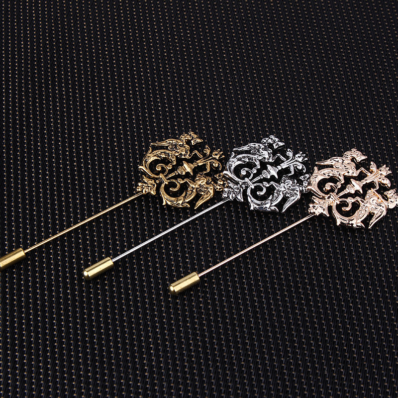 Z80 Cross-border Retro Double Lion Korean-style brooch, one-piece brooch, original and personalized pin, suit shirt accessory Specification drawing